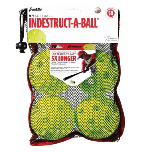 FRANKLIN MLBÂ¨ 12" INDESTRUCT-A-BALLÂª SOFTBALL O.YLW 4PC MESH