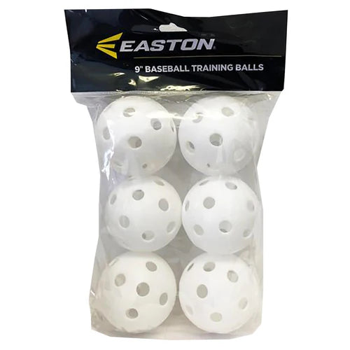 Balles d'entraînement en plastique Easton 9" (paquet de 6 blanches)