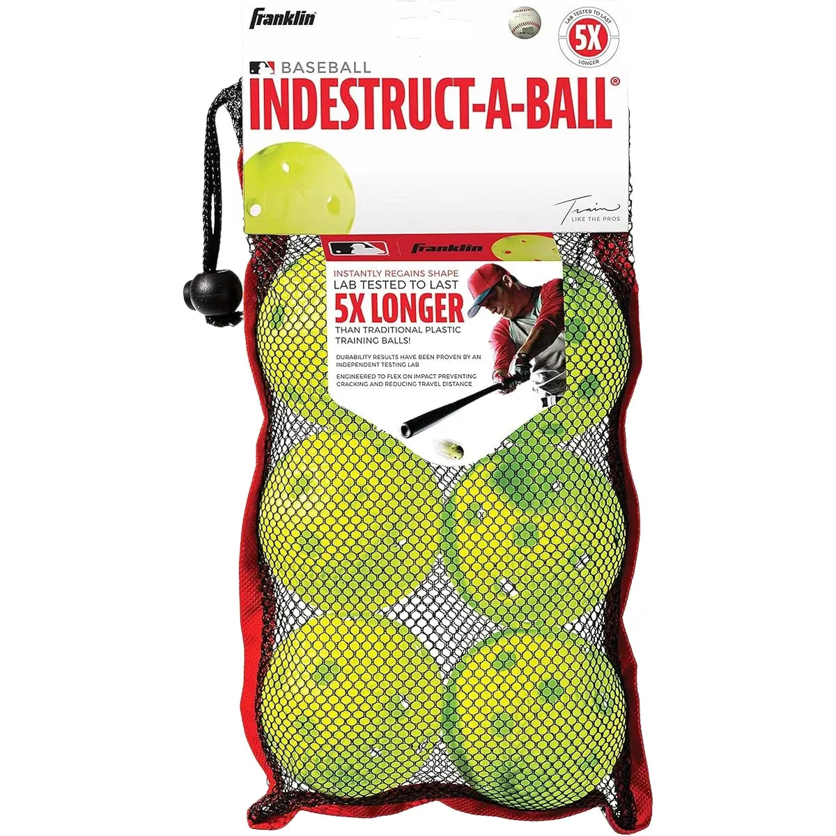 FRANKLIN MLBÂ¨ 9" INDESTRUCT-A-BALLÂª BASEBALL O.YLW 6PC MESH