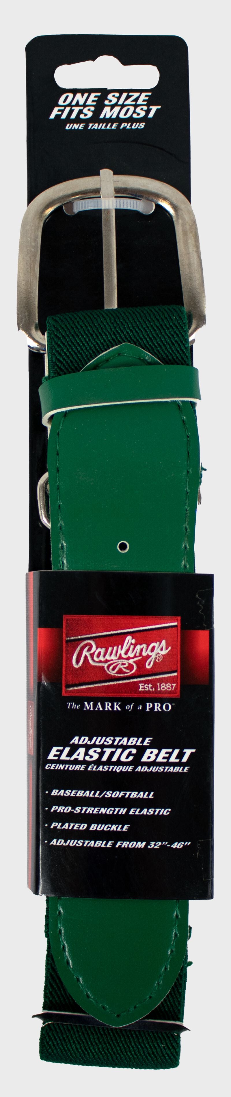 RAWLINGS ADULT BASEBALL BELT - Color:Dark Green