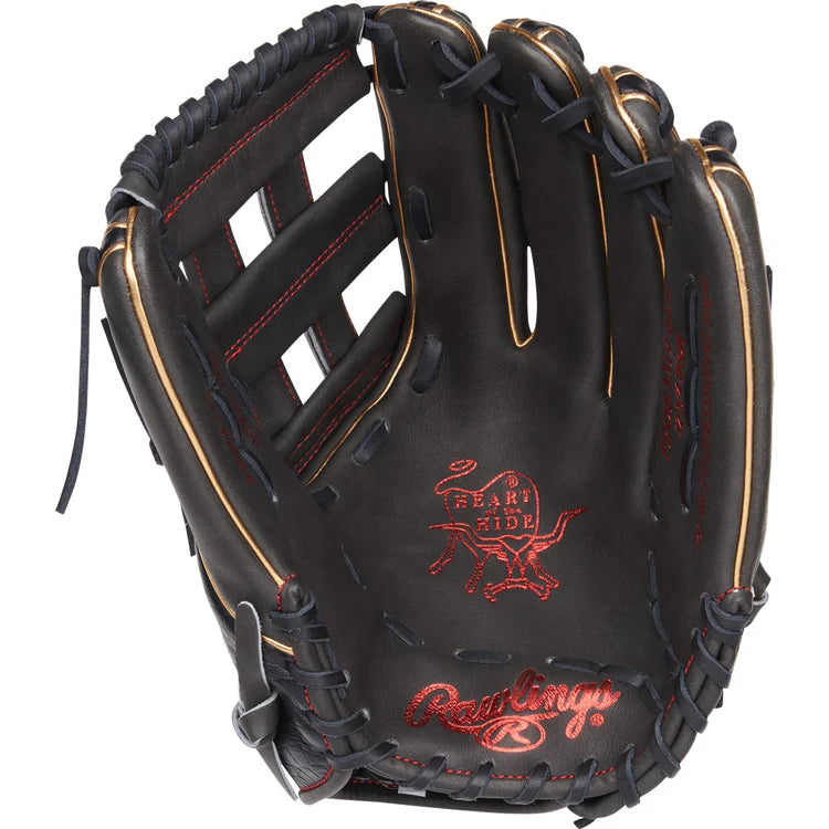 Rawlings 12.75" Heart of the Hide Black Croc Leather Outfield Glove