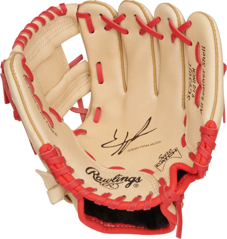 GANTS DE BASEBALL POUR JEUNES SÉRIES "SURE CATCH" RAWLINGS J.PENA SIGNATURE 9,5" RHT